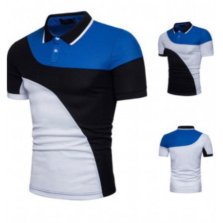 New Trend Men's Color Matching Short-Sleeved T-Shirt All-Match Polo Shirt
