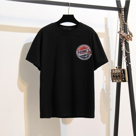 Women's Fat Summer Short-Sleeved T-Shirt With Embroidery Loose Plus Size Top